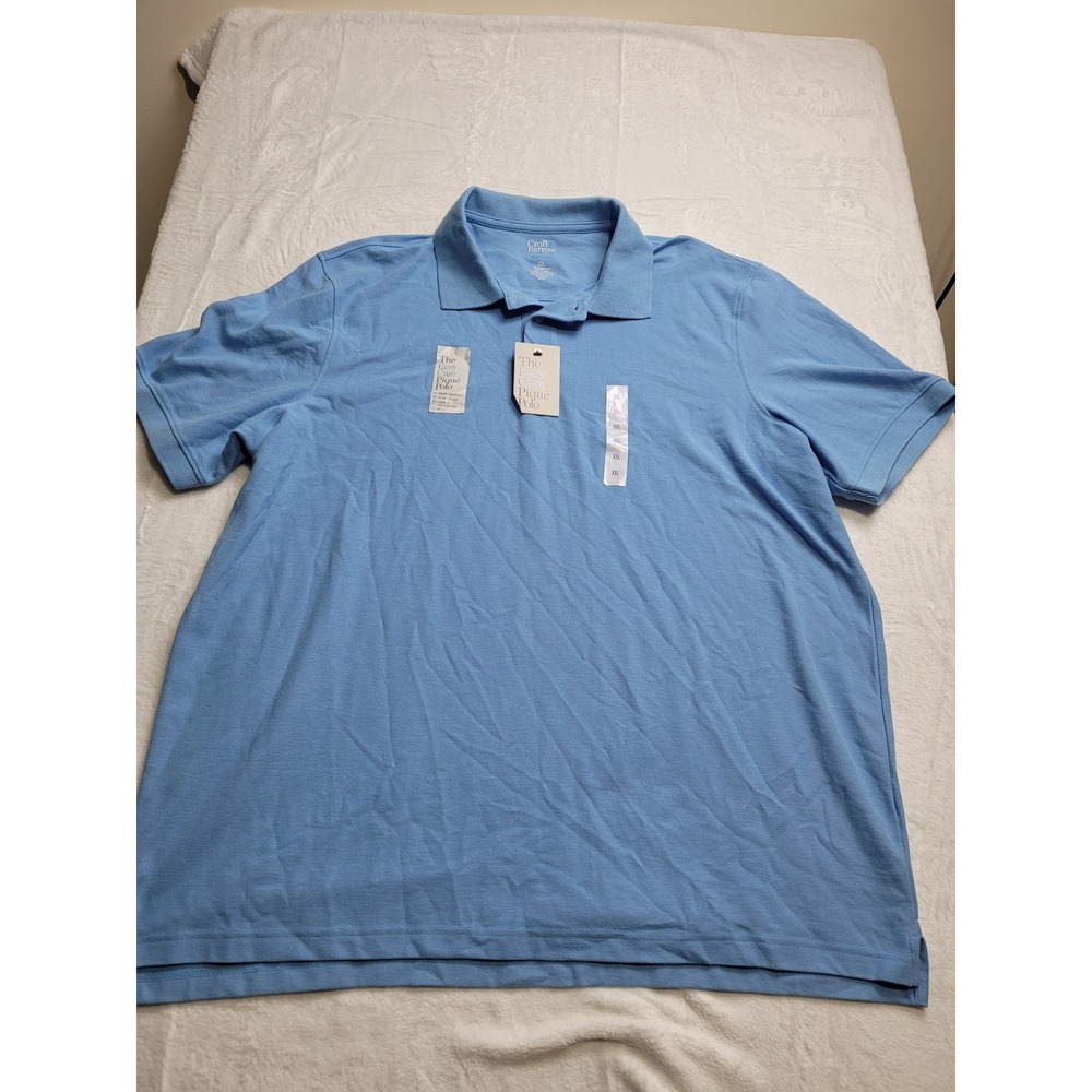 NWT Croft & Barrow Pique Polo Mens XXL Blue Easy Care Short Sleeve Shirt